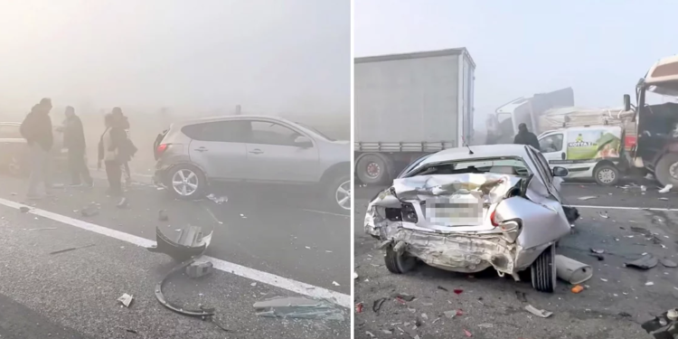 Απίστευτη καραμπόλα με 9 αυτοκίνητα και 4 φορτηγά στην Εθνική, στο ύψος του Αυλώνα -Βίντεο «σοκ»