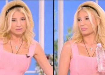 Παραλίγο ατύχημα στον ΣΚΑΪ – Η Σκορδά πήγε να κάτσει πάνω σε μπουκάλι με νερό(Βίντεο)