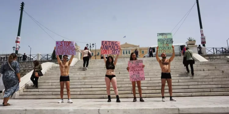 Εκλογές 2023: Και ημίγυμνοι βίγκαν ακτιβιστές στο Σύνταγμα