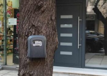 Θεσσαλονίκη: Έβαλε θήκη για κλειδιά AirBnb σε… δέντρο στο «καράκεντρο» (ΦΩΤΟ)