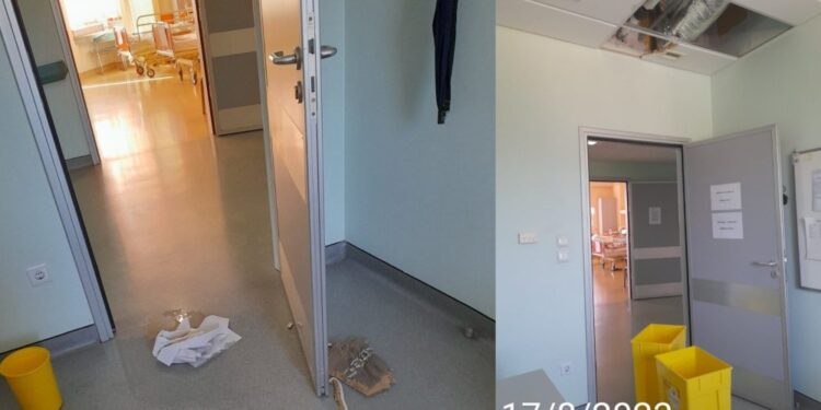 Σέρρες, Νοσοκομείο Σερρών: Από τον Αύγουστο στάζουν νερά – Έβαλαν κουβάδες (ΦΩΤΟ)