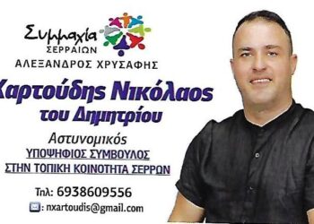 Χαρτούδης Νικόλαος: Υποψήφιος με τη «Συμμαχία Σερραίων» του Αλέξανδρου Χρυσάφη