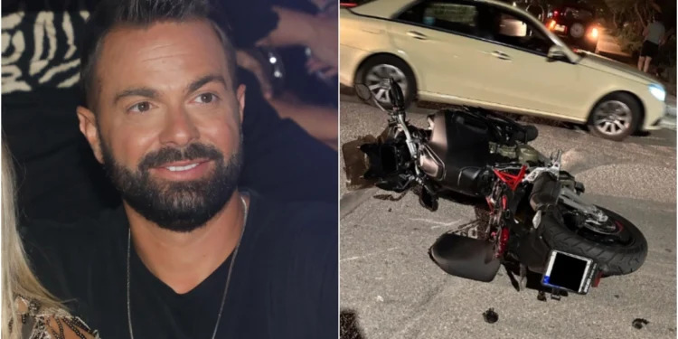 Ηλίας Βρεττός: Τροχαίο στη Γλυφάδα για τον τραγουδιστή – «Η μηχανή καρφώθηκε πάνω σε αμάξι»