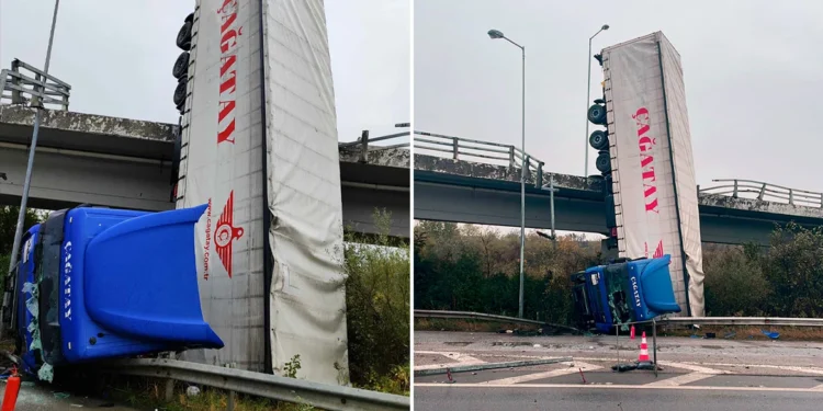Τροχαίο – σοκ στη Θεσσαλονίκη: Νταλίκα έπεσε από γέφυρα στην Περιφερειακή