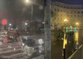 Κακοκαιρία στη Θεσσαλονίκη: Κάδοι “κόβουν βόλτες” στο κέντρο λόγω των ισχυρών ανέμων