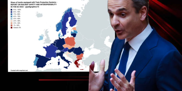 Ο χάρτης που διαψεύδει τον πρωθυπουργό για τα συστήματα ασφαλείας στο σιδηρόδρομο σε Ελλάδα και Ευρώπη