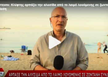 Απίστευτο! Κλέφτης αρπάζει την αλυσίδα από το λαιμό λουόμενης σε ζωντανή μετάδοση εκπομπής(Βίντεο)