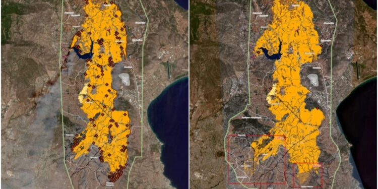 Φωτιά στην Αττική: Στάχτη πάνω από 100.000 στρέμματα – Τα νέα δεδομένα από το Copernicus
