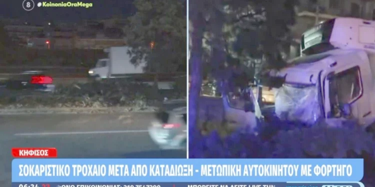 Επεισοδιακή καταδίωξη στο Ζεφύρι κατέληξε σε μετωπική με φορτηγό στην Εθνική Οδό