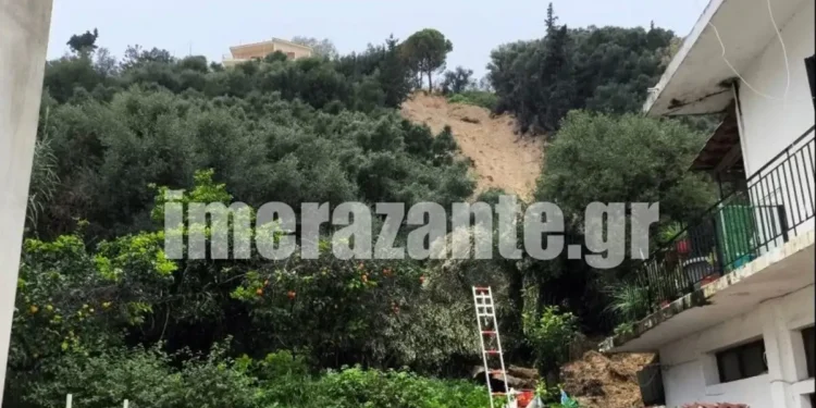 Ζάκυνθος: Κατολισθήσεις σε Αγία Τριάδα και Μπόχαλη – Χώματα και βράχοι «εισέβαλαν» σε σπίτι